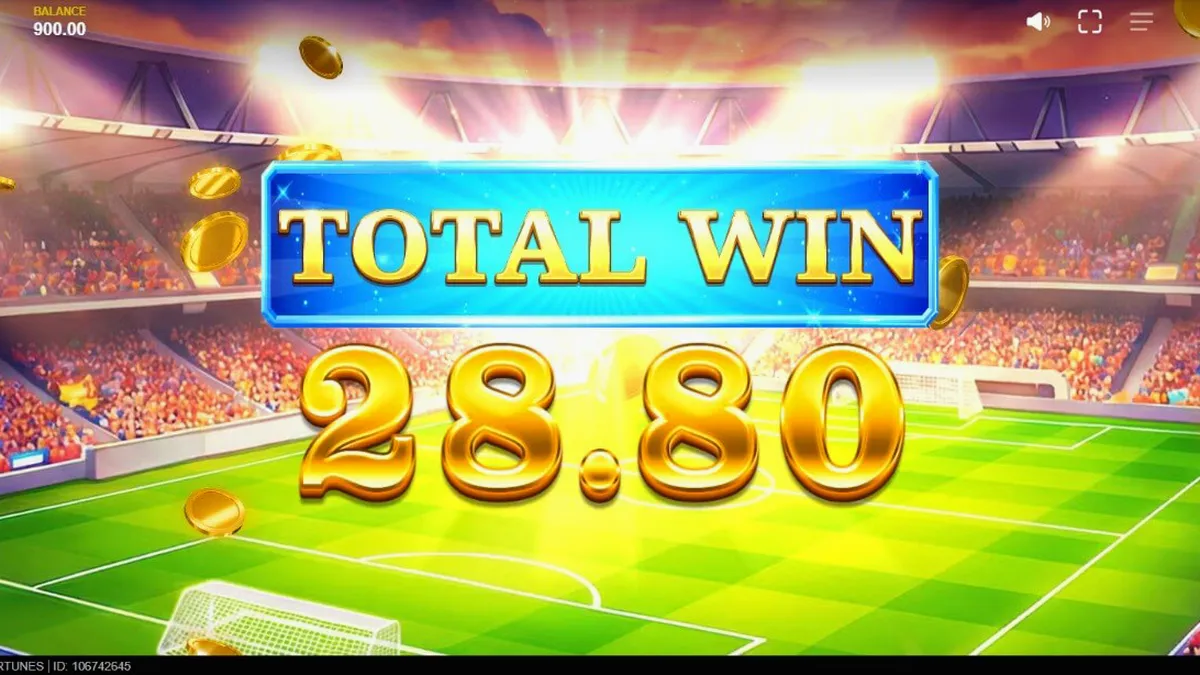 Interface do slot World Football Fortunes com temática de estádio de futebol